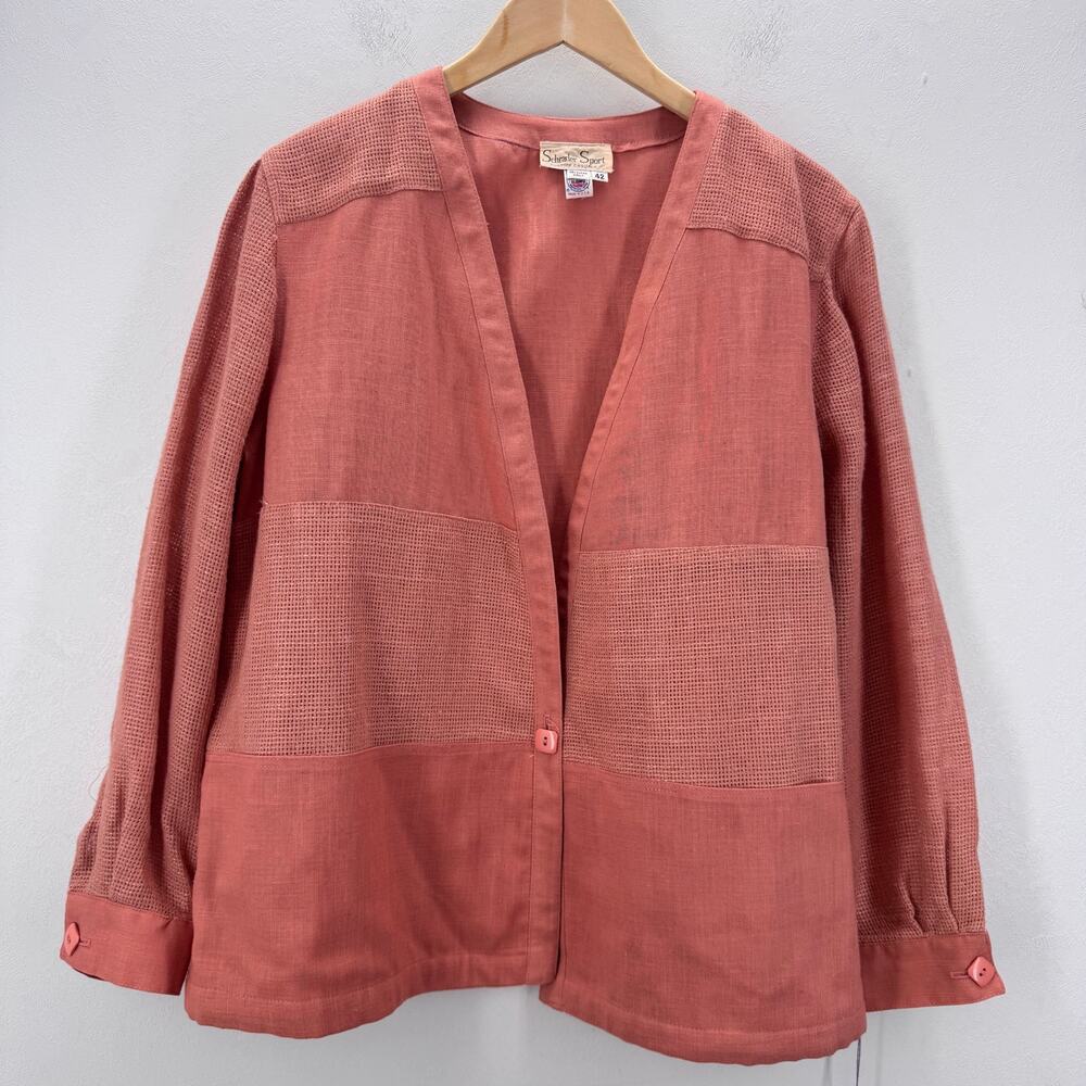 NWT Schrader Sport Linen Blend Single Button Blazer Jacket Orange sz 42/ M-L?